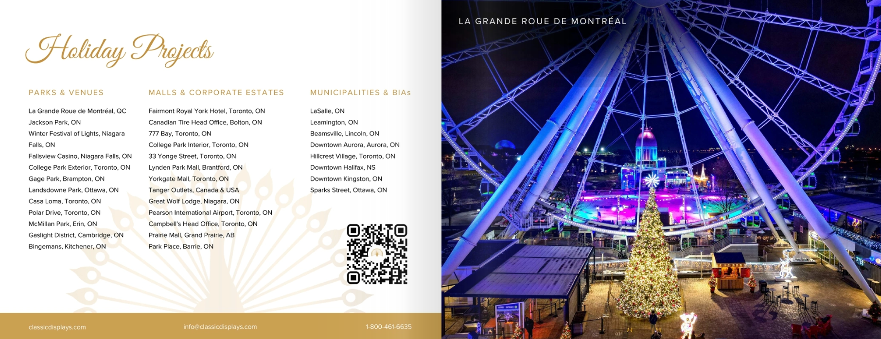 Holiday projects catalogue spread featuring La Grande Roue de Montreal