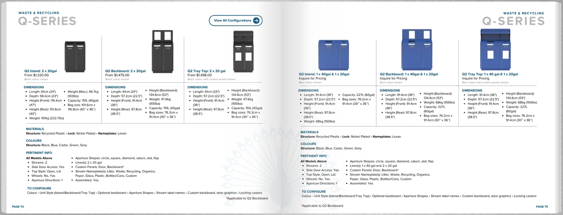 Q-Series waste and recycling product catalogue spread