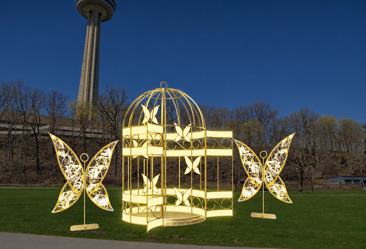Illuminated butterfly gazebo concept at Niagara Falls
