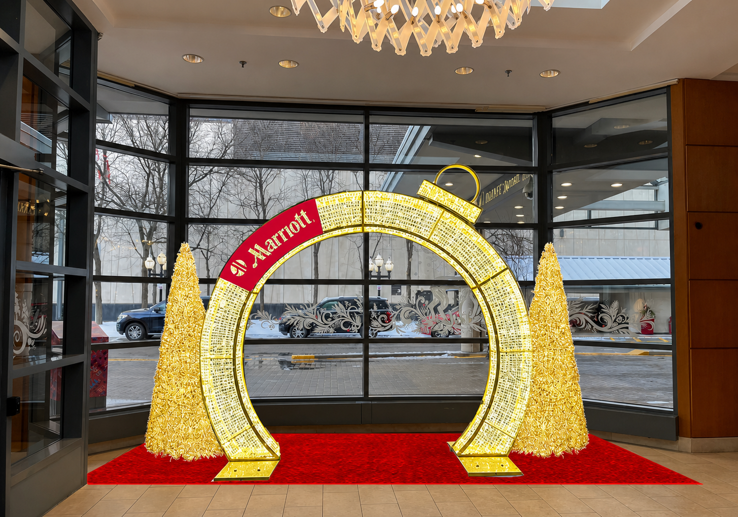Marriott illuminated ornament arch holiday mockup