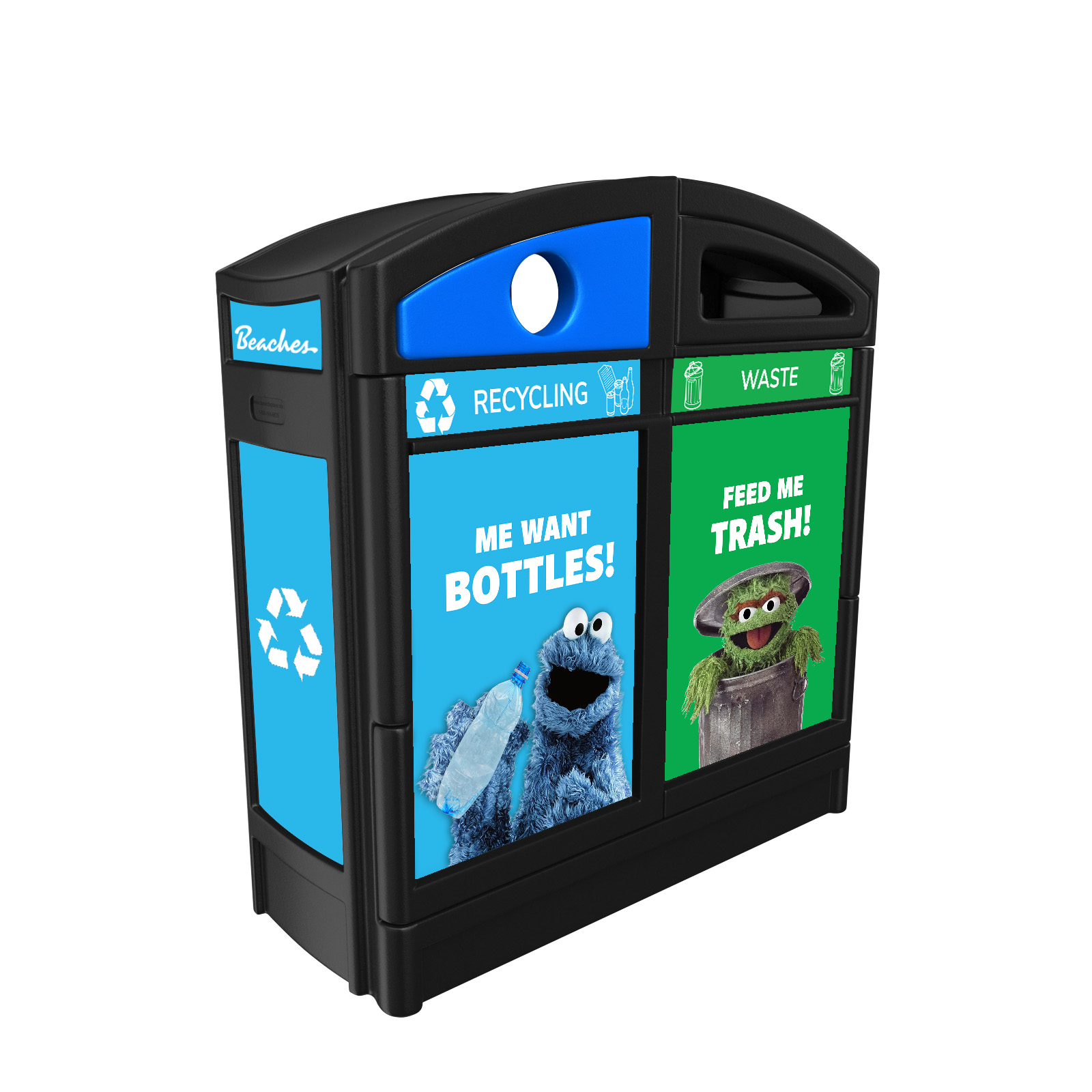 Sesame Street recycling and waste bin graphic concept