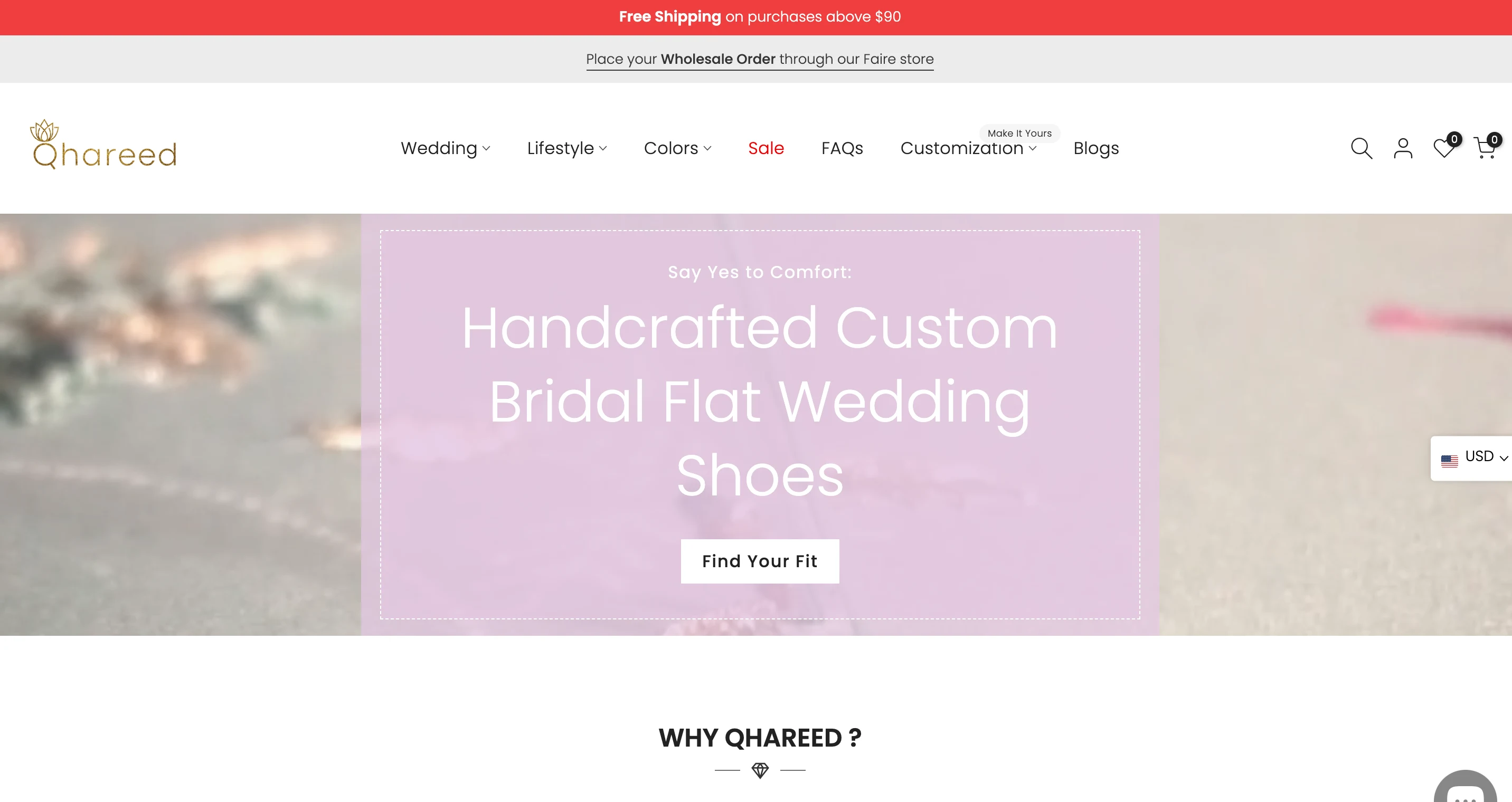Qhareed Shopify storefront homepage