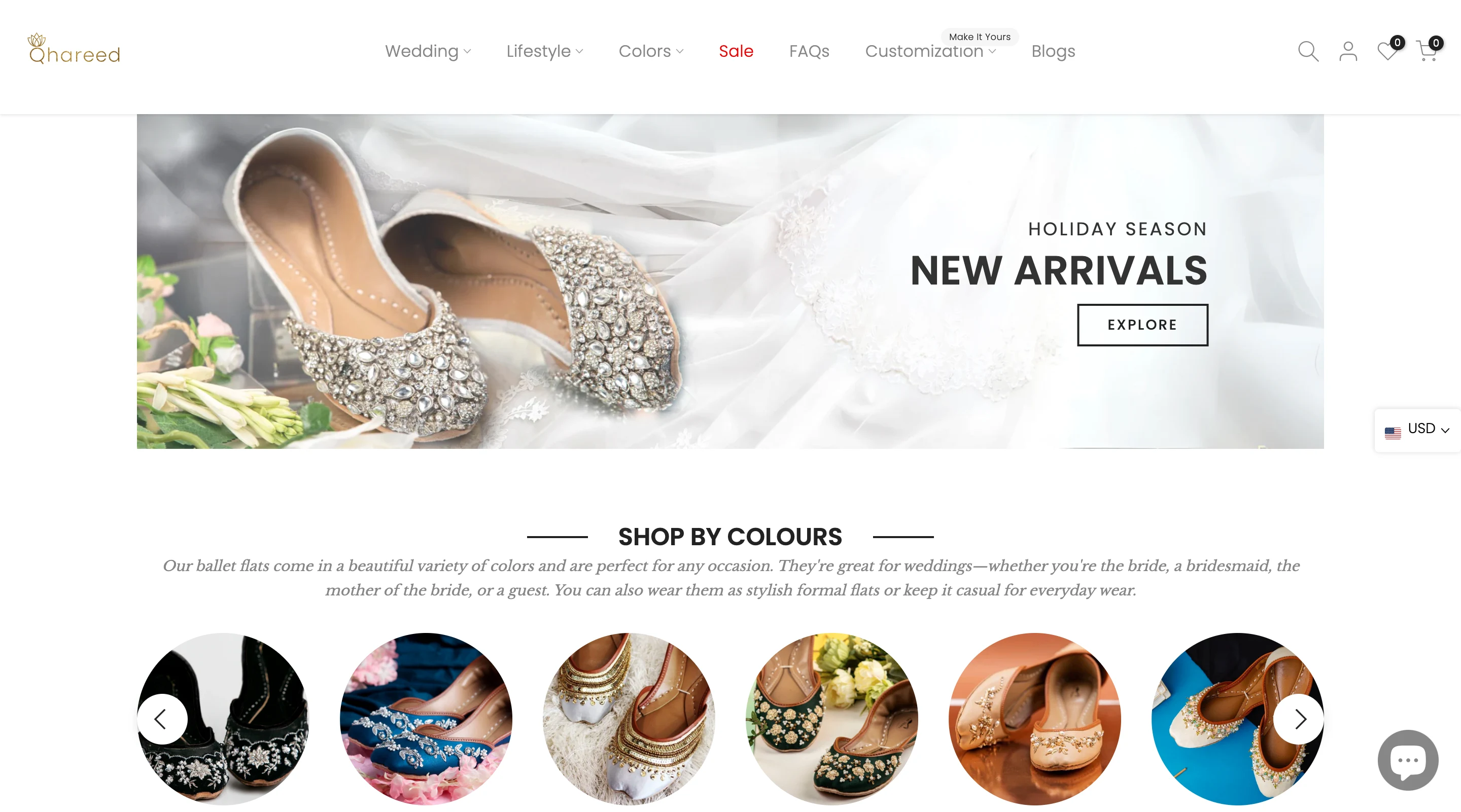 Qhareed collection and colour merchandising sections
